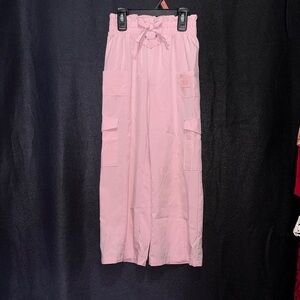 Justice Light Pink Wide Leg Cargo Pants